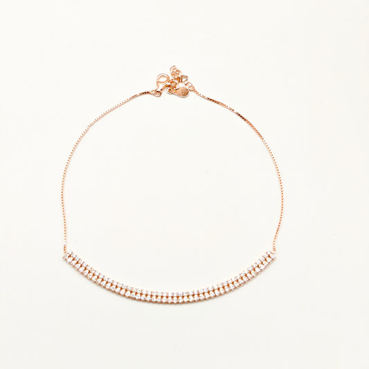 Tennis Rosegold Plated Anklet 925 Silver