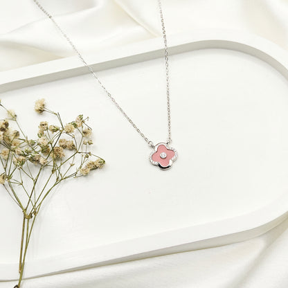 Pink Clover Necklace 925 Silver