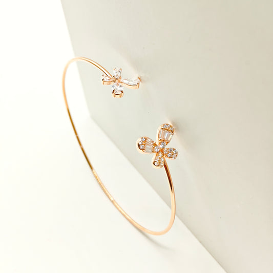 Butterfly Rosegold Plated Cuff Bracelet 925 Silver