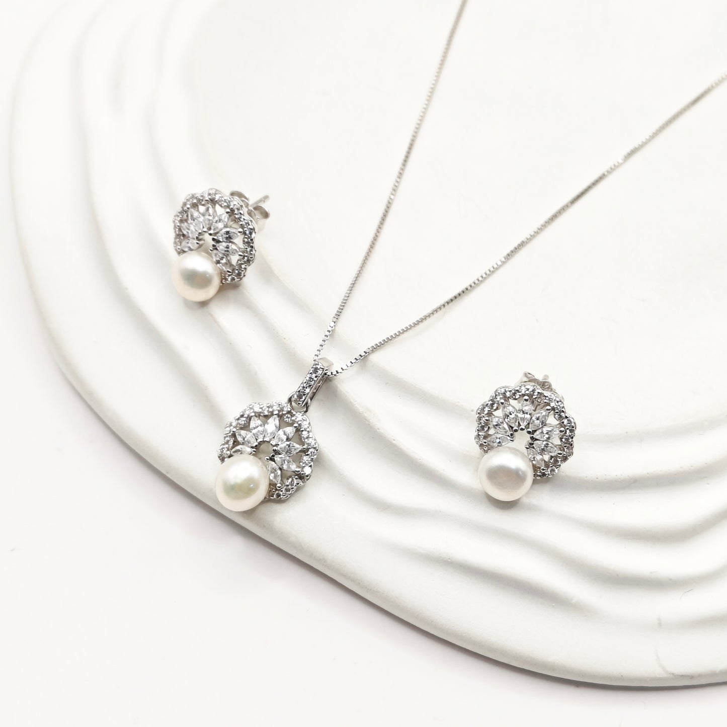 Pearl Jewellery Set 925 Silver