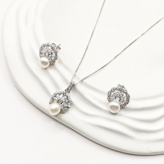 Pearl Jewellery Set 925 Silver
