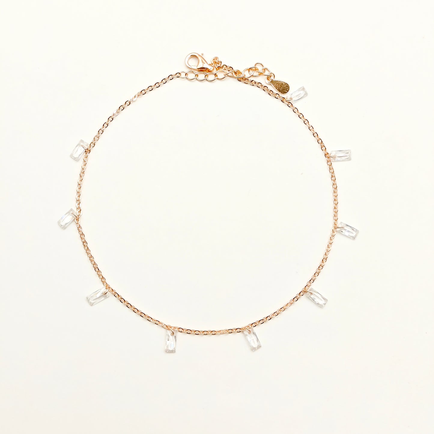 Crystal Charm Rosegold Plated Anklet 925 Silver