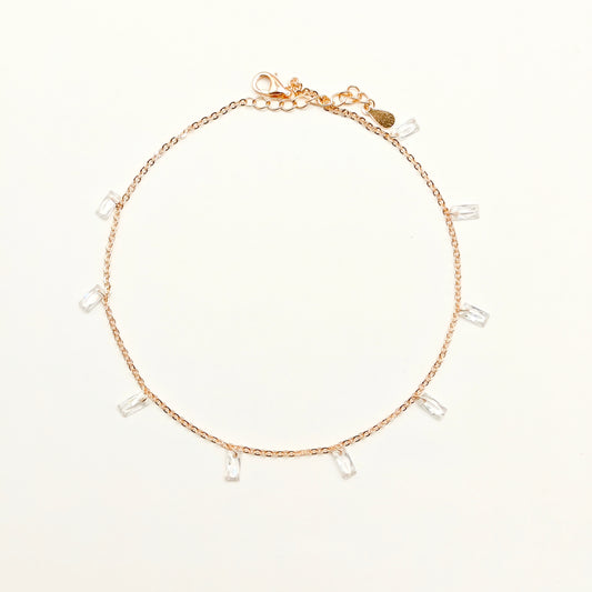 Crystal Charm Rosegold Plated Anklet 925 Silver