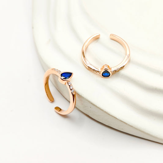 Drop Bezel Blue Rosegold Plated Toering 925 Silver
