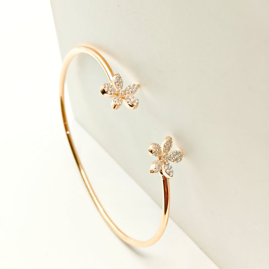 Flower Rosegold Plated Cuff Bracelet 925 Silver