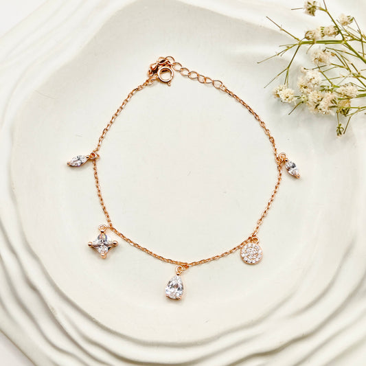 Rosa Charm Rosegold Plated Bracelet 925 Silver
