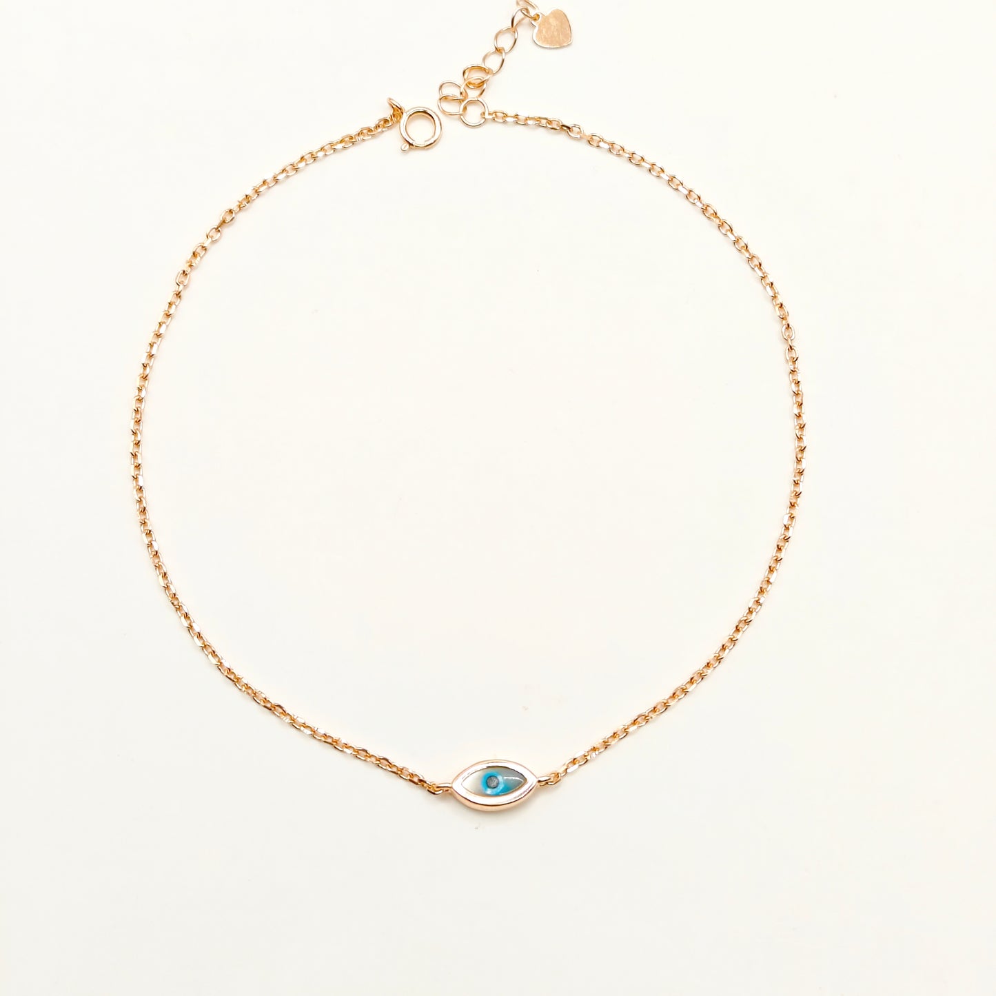 Evil Eye Rosegold Plated Anklet 925 Silver