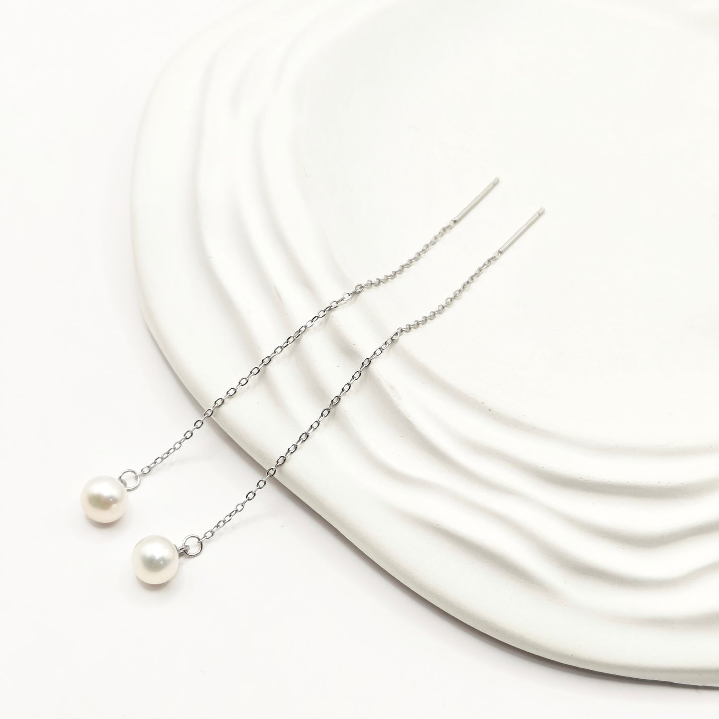 Pearl Sui Dhaga Earrings 925 Silver