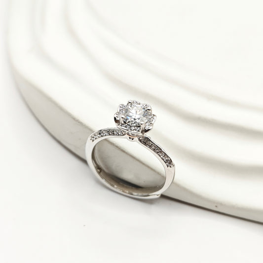 Solitaire Diamond Ring 925 Silver