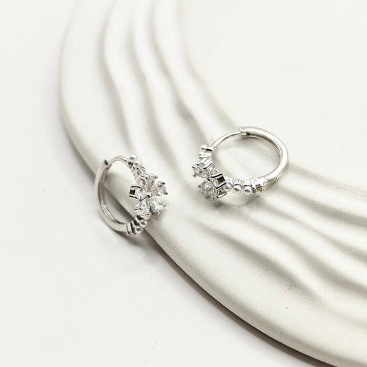 Flower Hoop Earrings 925 Silver