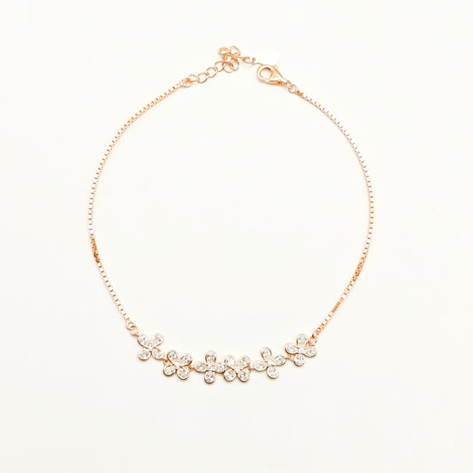 Flora Rosegold Plated Anklet 925 Silver