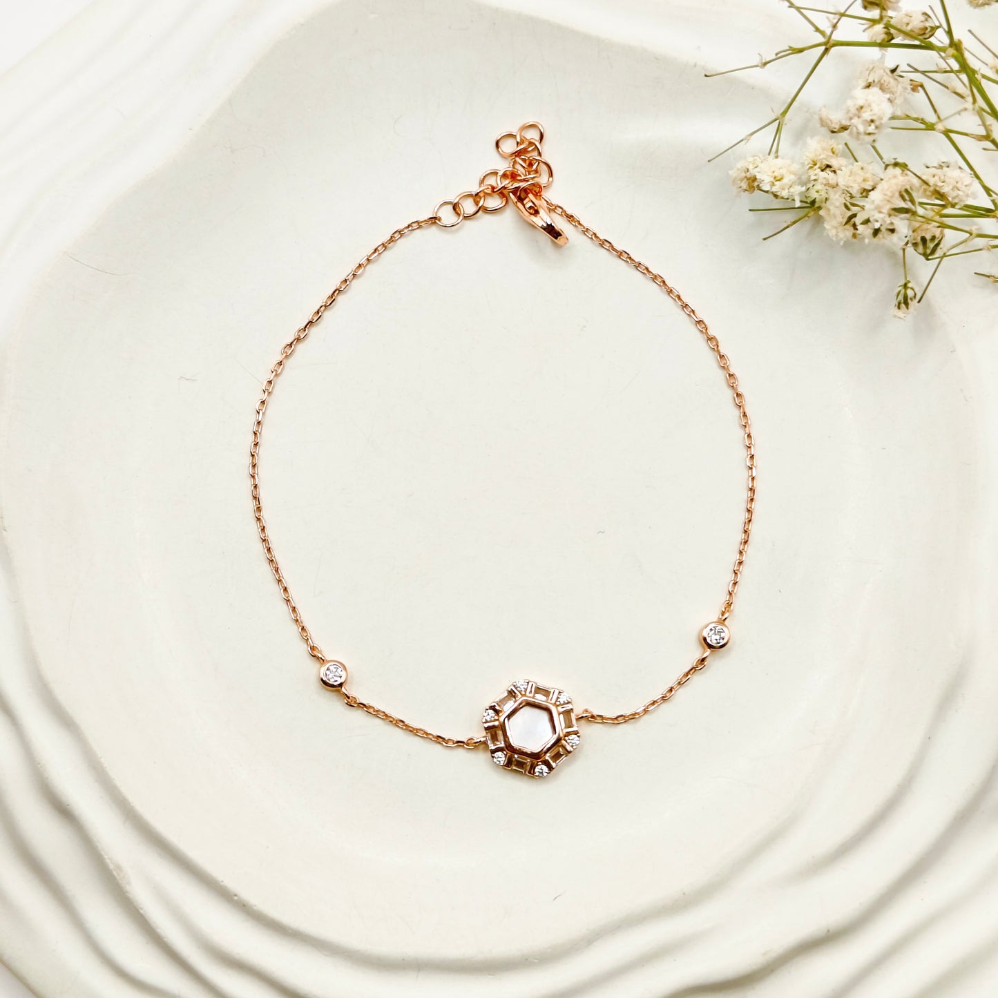 Hexa Rosegold Plated Bracelet 925 Silver