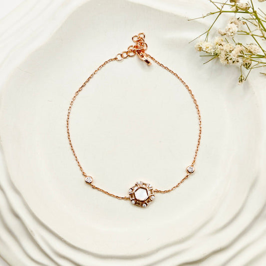 Hexa Rosegold Plated Bracelet 925 Silver