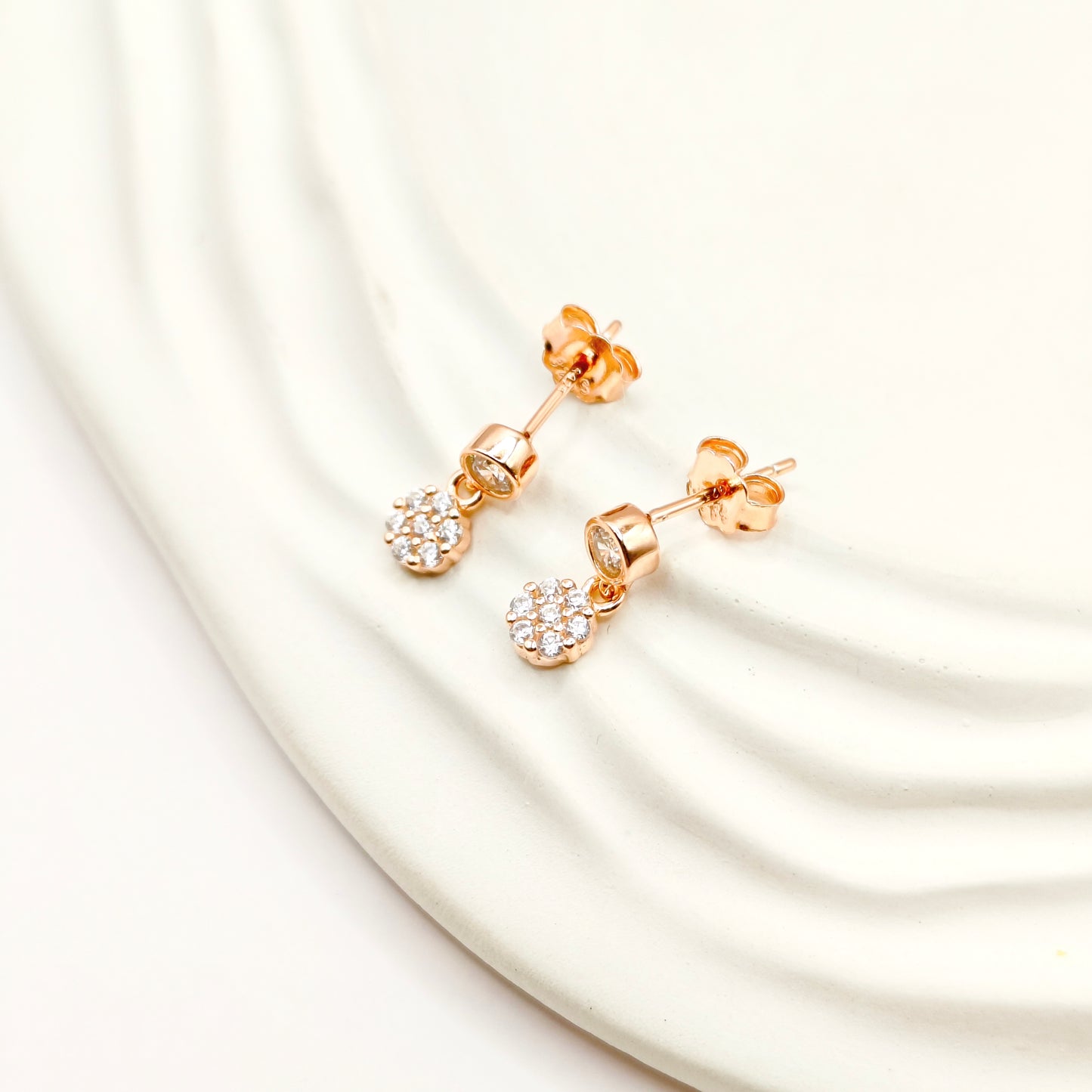 Flower Charm Rosegold Plated Jewellery Set 925 Silver