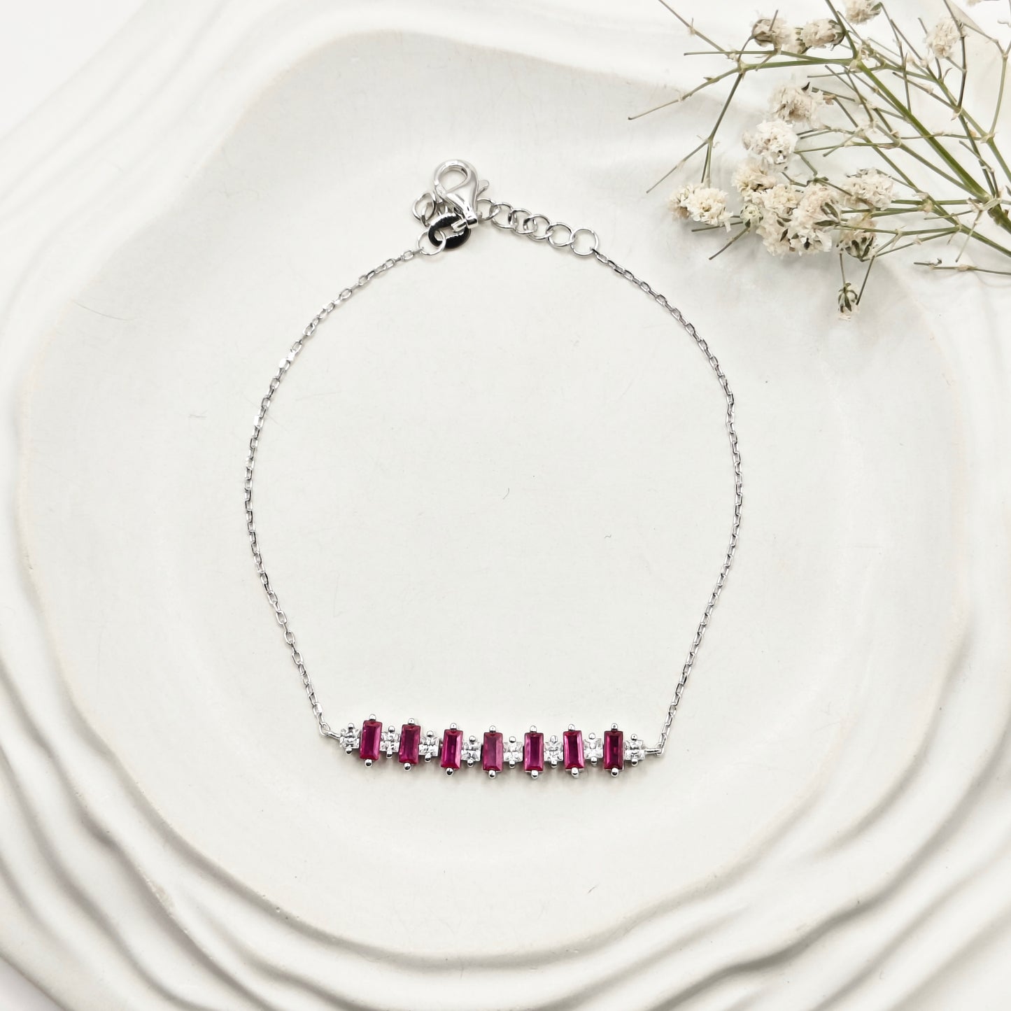 Ruby Iceberg Bracelet 925 Silver