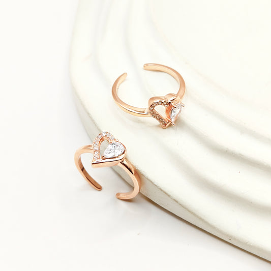 Heart Rosegold Plated Toering 925 Silver