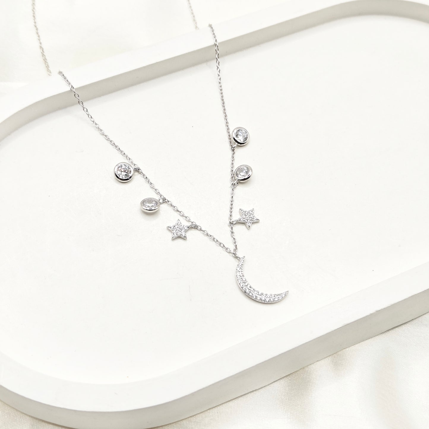 Moon Charm Necklace 925 Silver