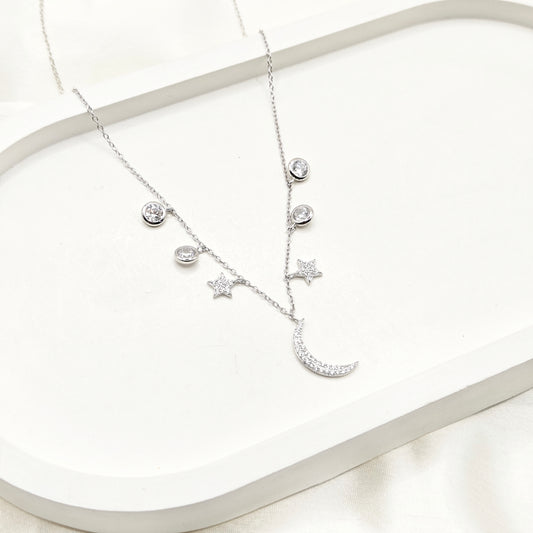 Moon Charm Necklace 925 Silver