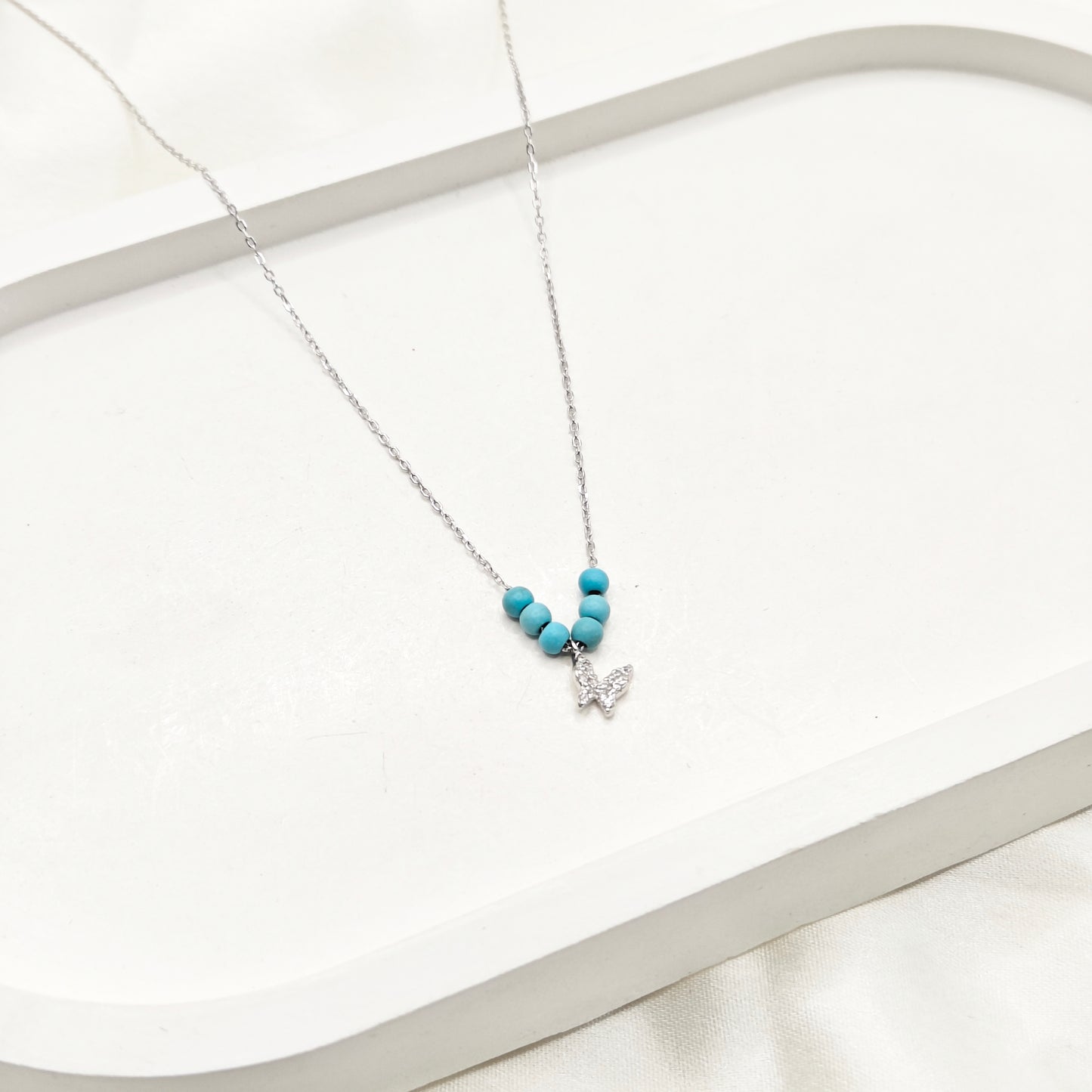 Turquoise Butterfly Necklace 925 Silver
