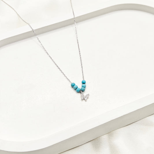 Turquoise Butterfly Necklace 925 Silver