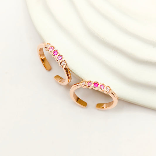 Pink Hexa Rosegold Plated Toering 925 Silver