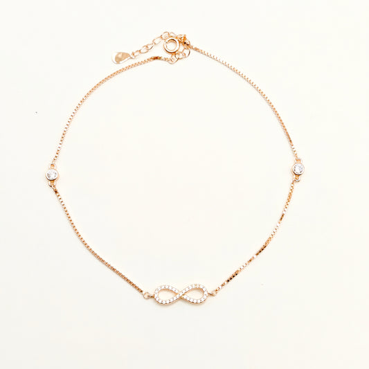 Infinity Rosegold Plated Anklet 925 Silver