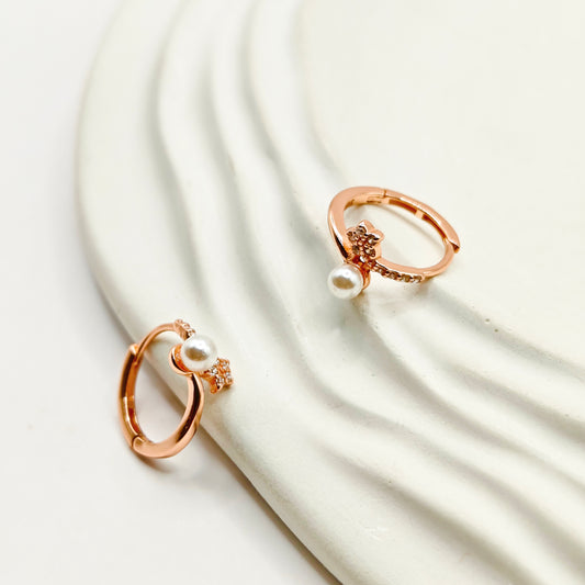 Star Hoop Rosegold Plated Earrings 925 Silver
