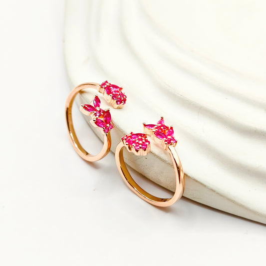 Butterfly Rosegold Plated Toering 925 Silver