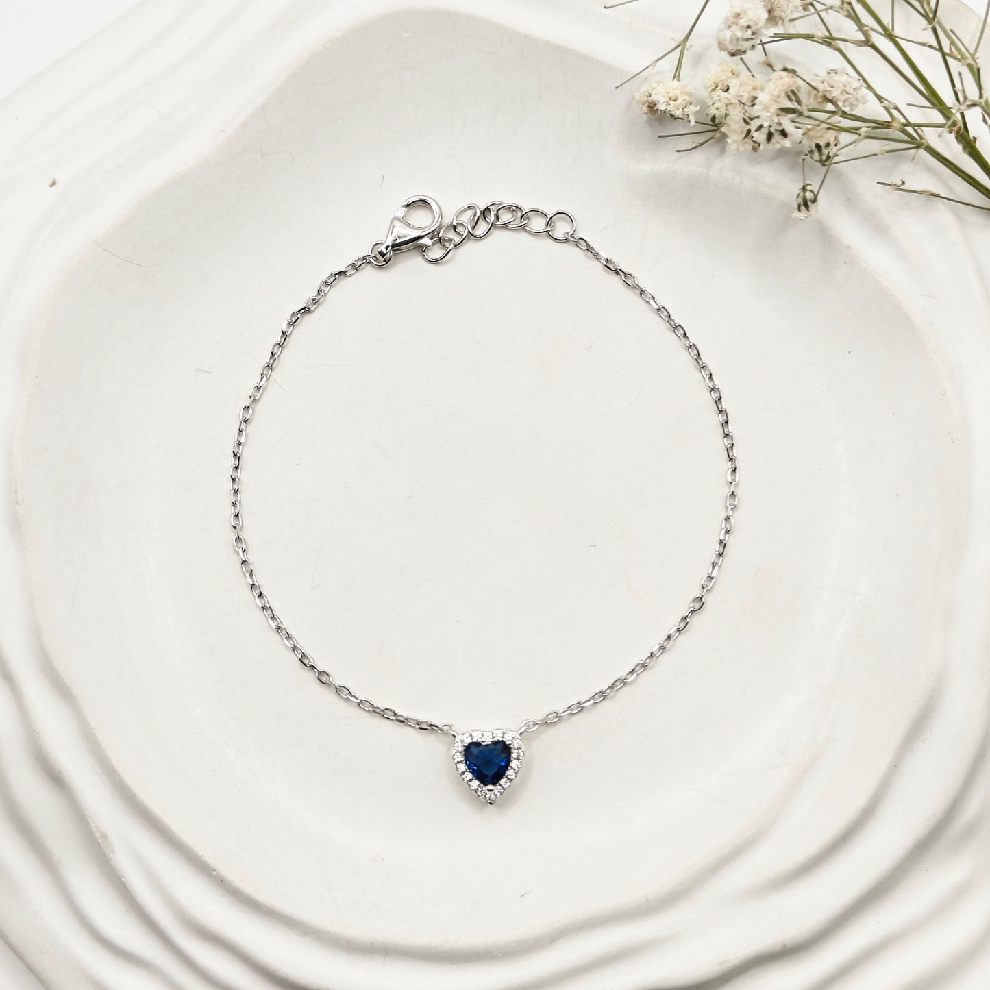 Blue Heart Bracelet 925 Silver