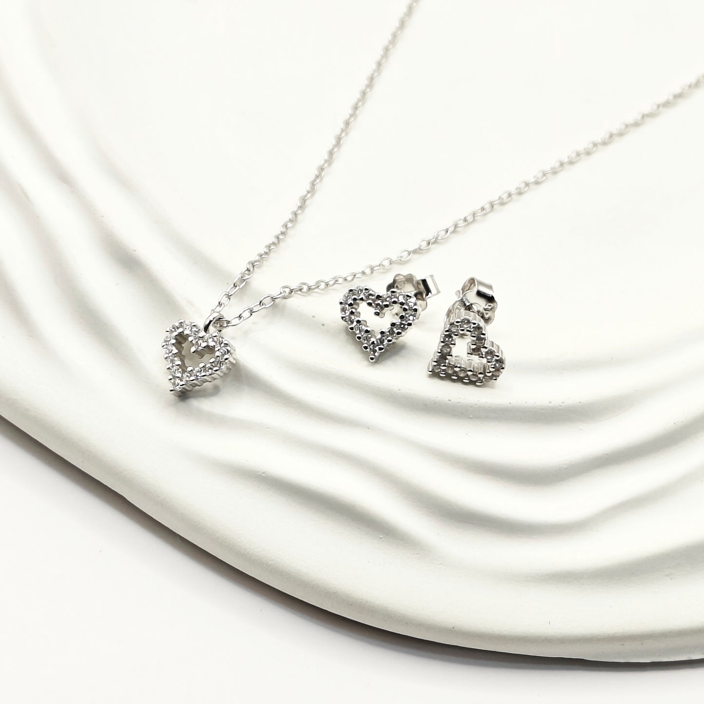 Heart Jewellery Set 925 Silver