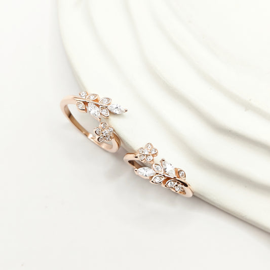 Flower Rosegold Plated Toering 925 Silver