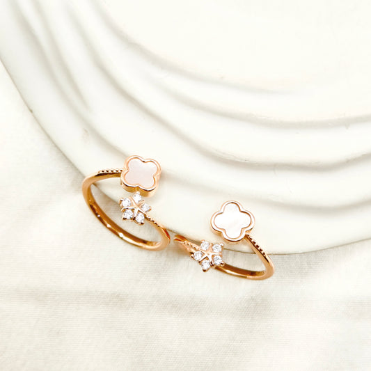 Clover Rosegold Plated Toering 925 Silver