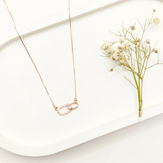 Entwined Rosegold Plated Necklace 925 Silver