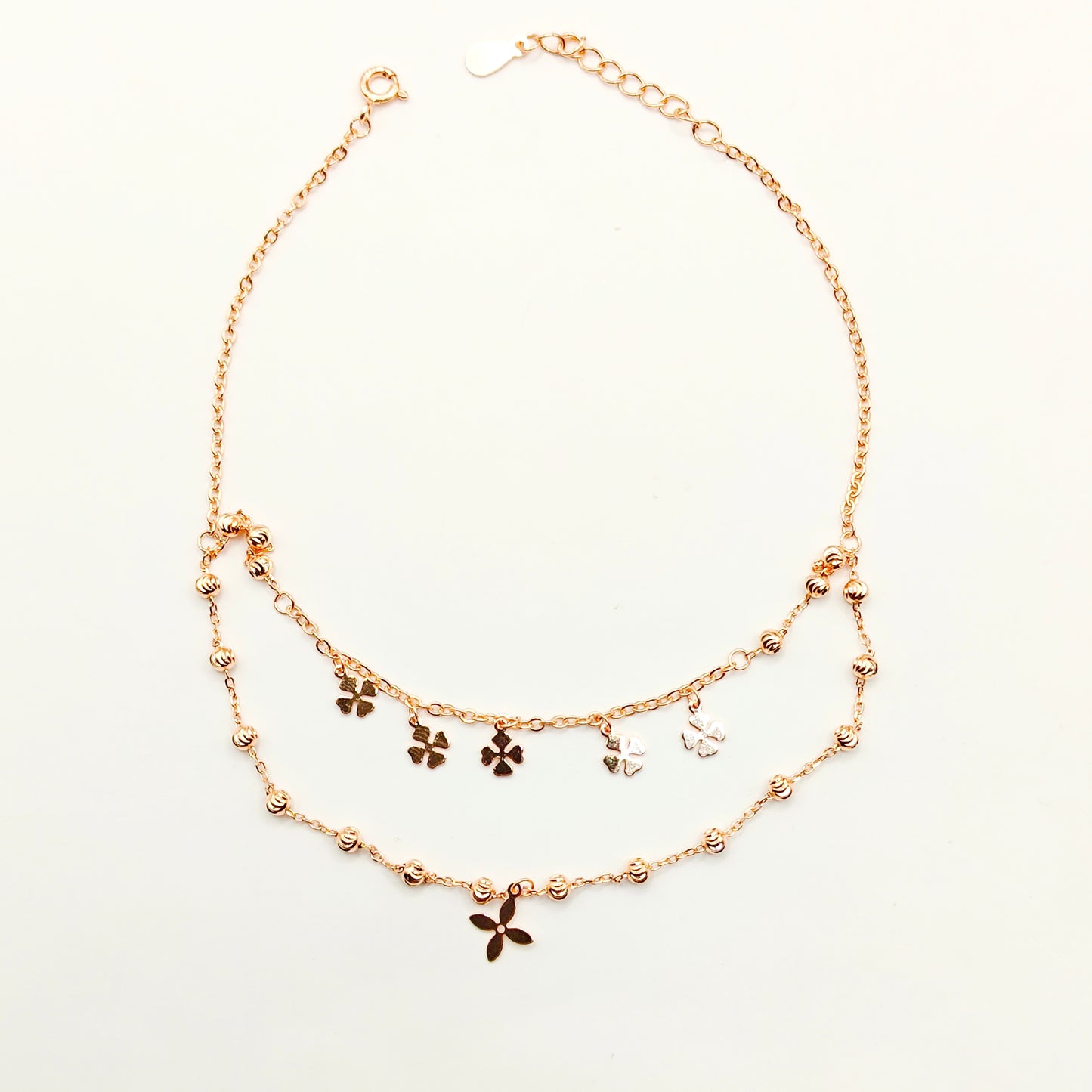 Louise Charm Layered Rosegold Plated Anklet 925 Silver