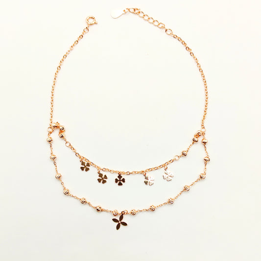Louise Charm Layered Rosegold Plated Anklet 925 Silver