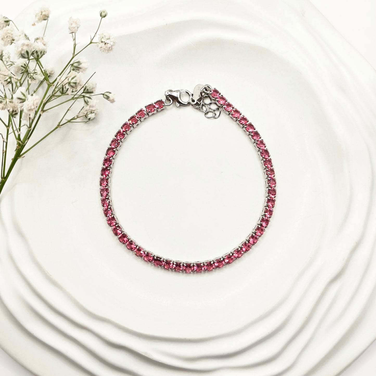 Ruby Tennis Bracelet 925 Silver