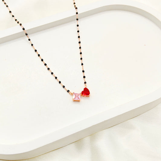 Toi Et Moi Rosegold Plated Mangalsutra Necklace 925 Silver