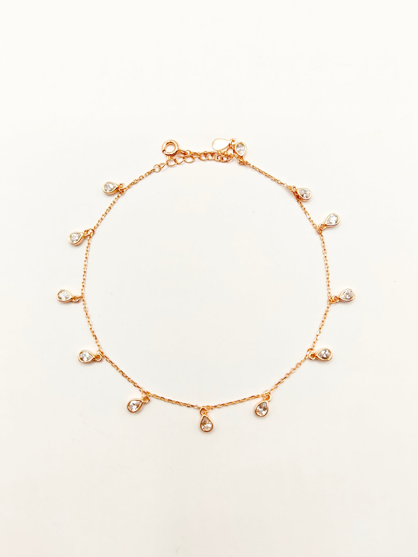 Drop Charm Anklet Rosegold Plated 925 Silver