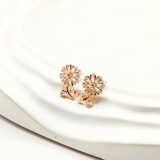 Flower Earrings Rosegold Plated 925 Silver