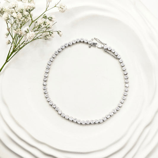 Bezel Tennis Bracelet 925 Silver