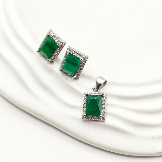 Emerald Jewellery Set 925 Silver