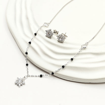 Flower Mangalsutra Jewellery Set 925 Silver