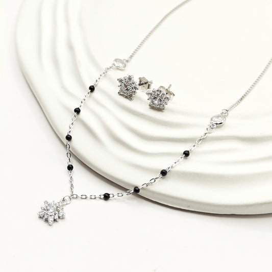Flower Mangalsutra Jewellery Set 925 Silver