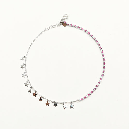 Tennis Star Charm Anklet 925 Silver
