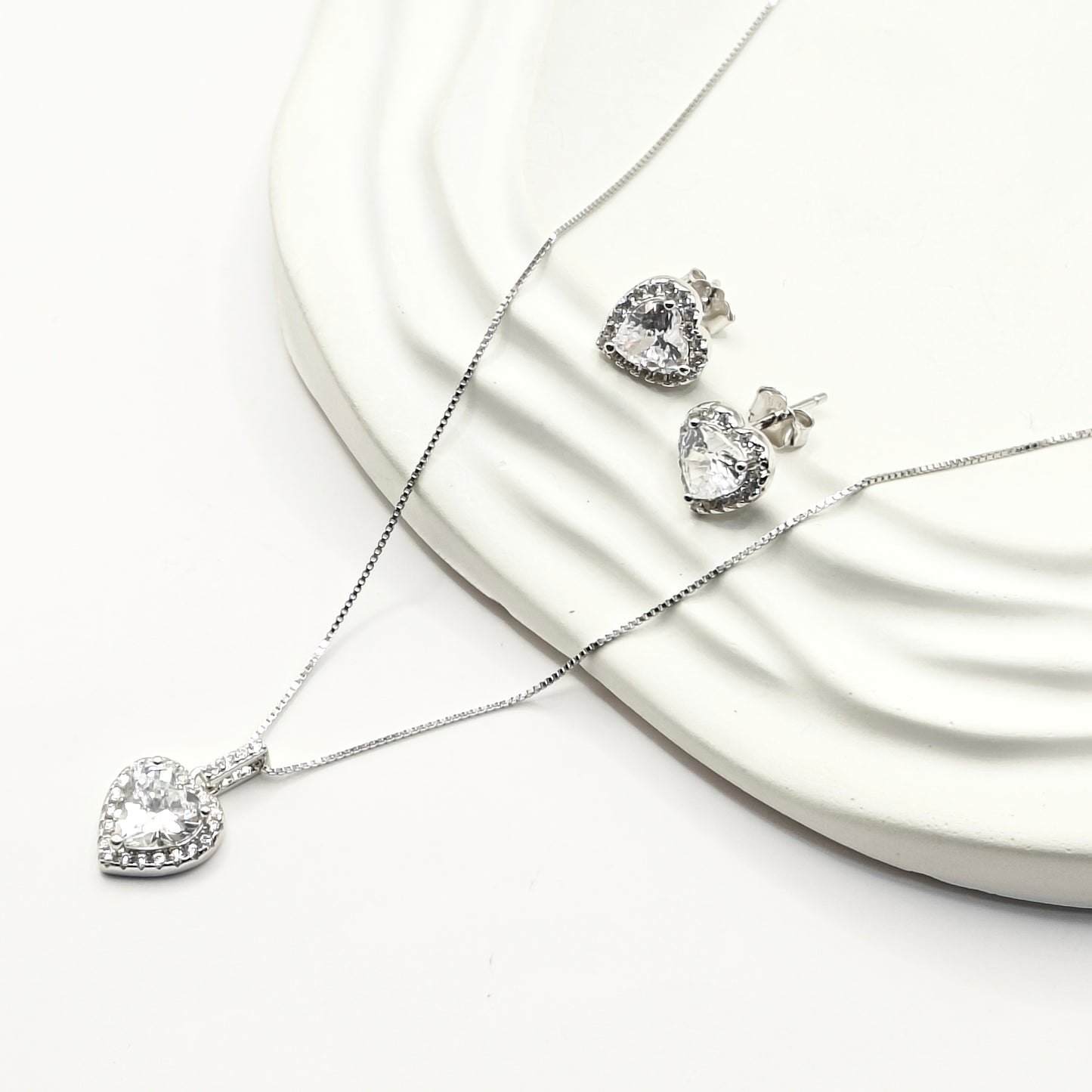 Heart Jewellery Set 925 Silver