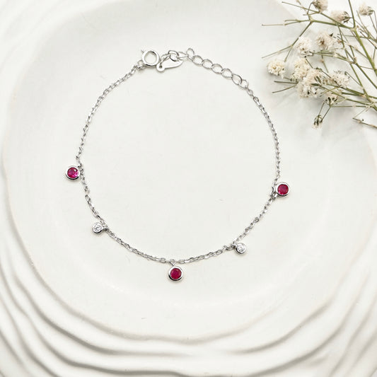Pink Charm Bracelet 925 Silver