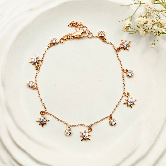 Starlight Charm Rosegold Plated Bracelet 925 Silver