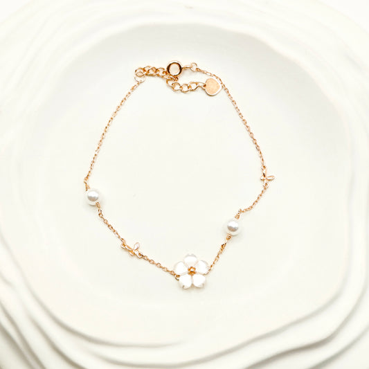 Fluer Bracelet Rosegold Plated 925 Silver