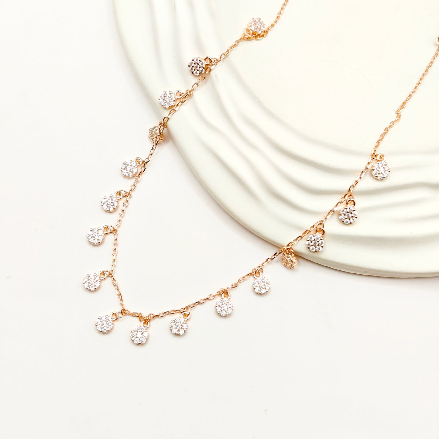 Flower Charm Rosegold Plated Jewellery Set 925 Silver