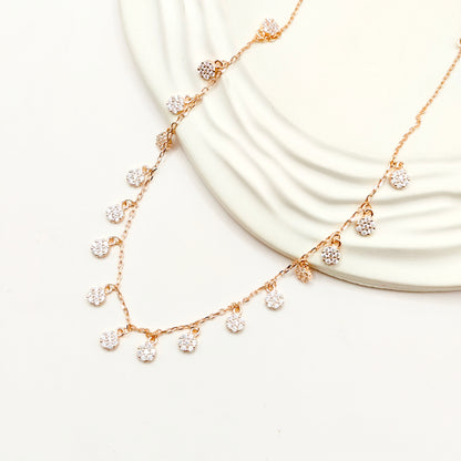 Flower Charm Rosegold Plated Jewellery Set 925 Silver
